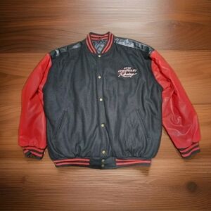 Steve & Barry's Black Body Red Sleeve Chevrolet Racing Bomber Jacket